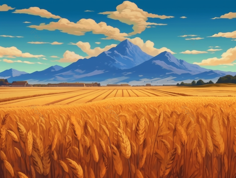 手绘夏季小满乡村田园背景,插画/手绘图,插画/手绘图库,插画/手绘图下载,插画/手绘